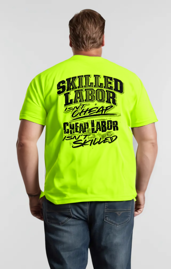 Skilled Labor - Safety Yellow Pocket T-Shirt