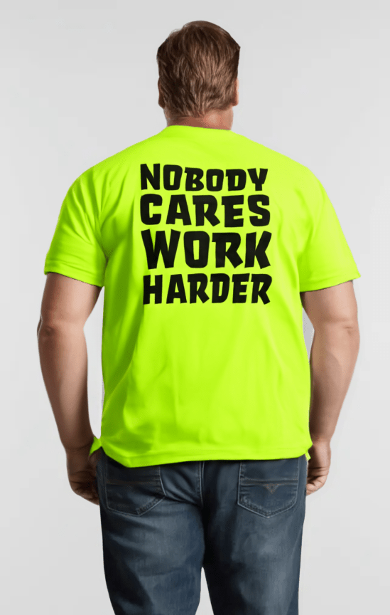 Load image into Gallery viewer, Nobody Cares - Safety Yellow T-Shirt
