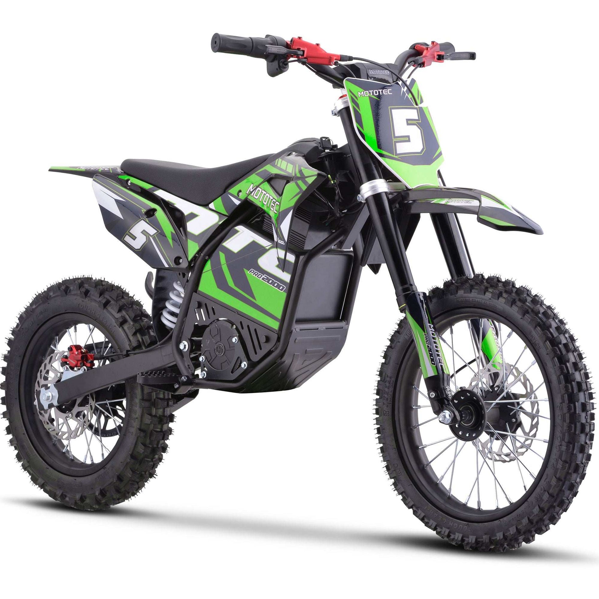 Mototec 60v Pro Electric Dirt Bike 2000w Lithium Green - Skoutley Outdoors LLC
