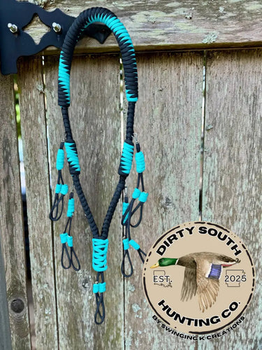 Black & Blue Paracord Duck Call Lanyard – 4 Drop Removable Loops | Waterfowl Hunting Gear