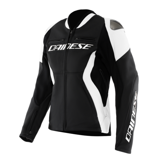 Dainese Racing 5 Leather Jacket Black/White Womens Size - 42