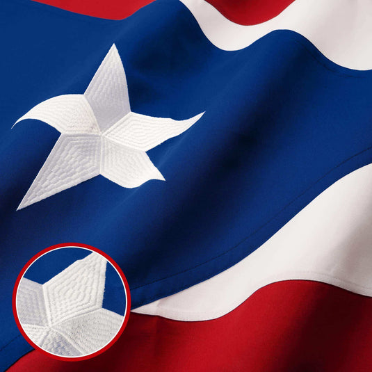 Puerto Rico Puerto Rican Flag | 3x5 Ft | StormFlyer Series Embroidered 220GSM Spun Polyester | Embroidered Design Indoor Outdoor Brass Grommets Heavy Duty All Weather - Skoutley Outdoors LLC