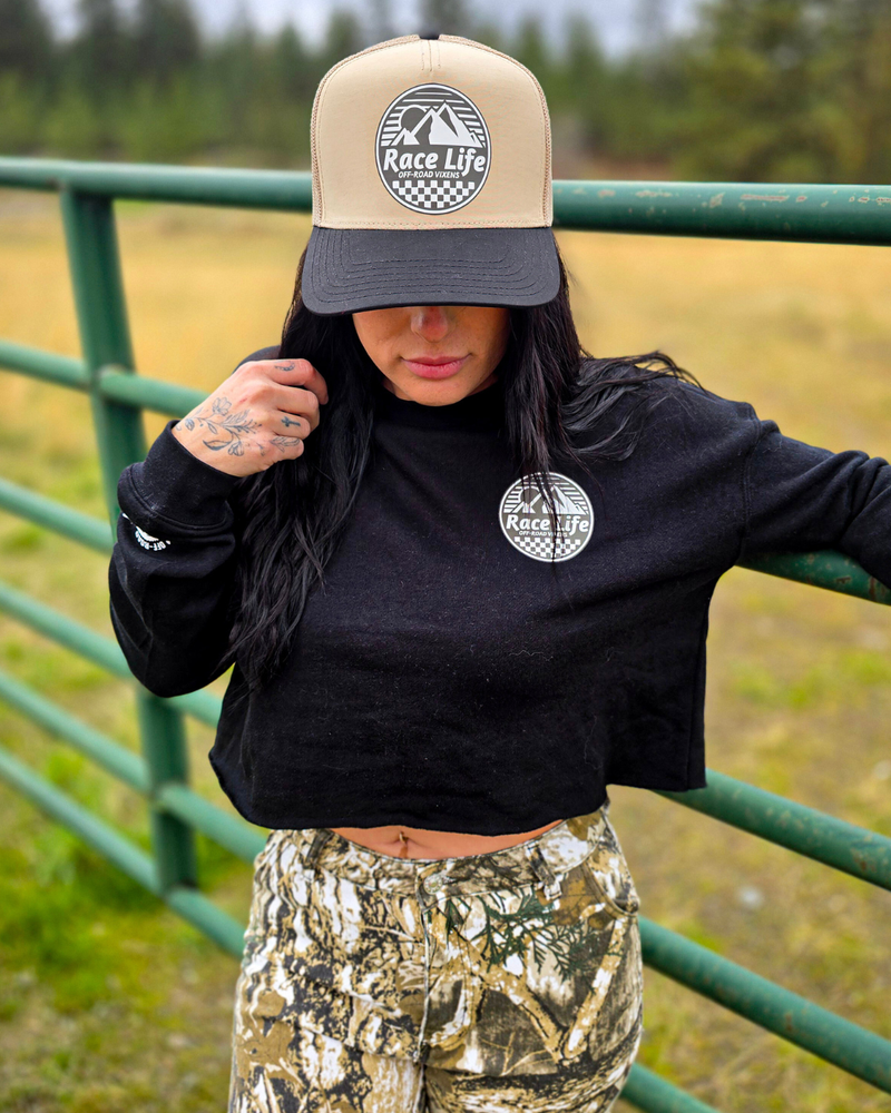 Load image into Gallery viewer, Race Life Cropped Pullover Sweatshirt
