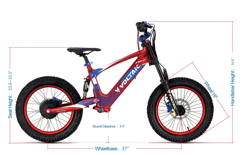 Load image into Gallery viewer, Voltaic Youth Electric Dirt Bike 18&#39;&#39; Flying Fox
