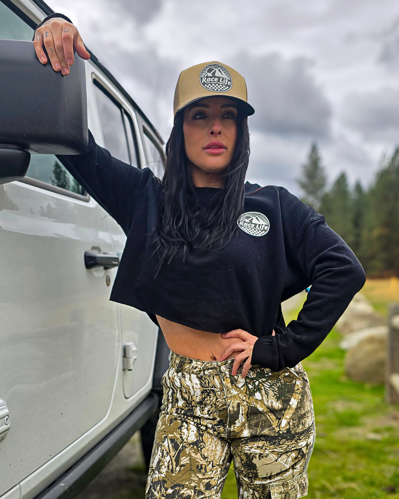Load image into Gallery viewer, Race Life Cropped Pullover Sweatshirt
