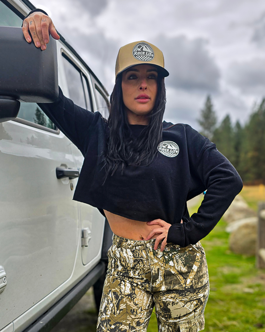 Race Life Cropped Pullover Sweatshirt