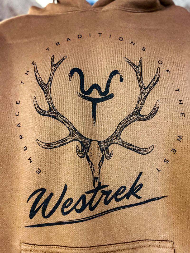 Load image into Gallery viewer, Elk Skull WT Brown hoodie- Embrace Traditions
