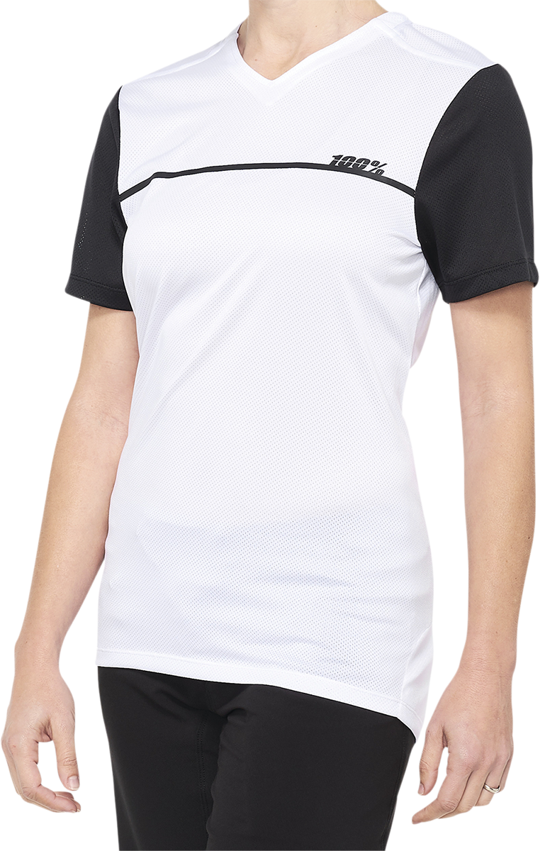 Load image into Gallery viewer, 100% Women&#39;s Ridecamp Jersey - Short-Sleeve - White/Black - Medium 40035-00009
