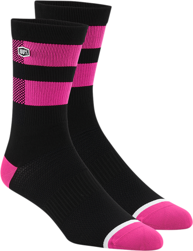 100% Flow Socks - Black/Fluorescent Pink - Large/XL 24005-491-18