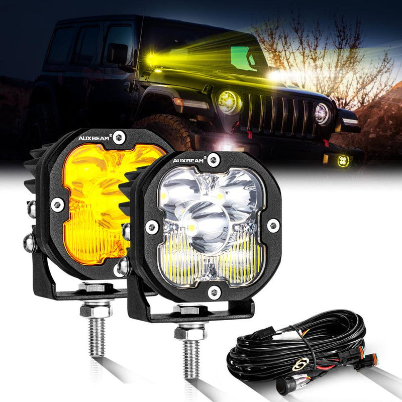 Load image into Gallery viewer, 3 Inch 80W 9600LM LED Pods Lights White&amp;Amber for JEEP
