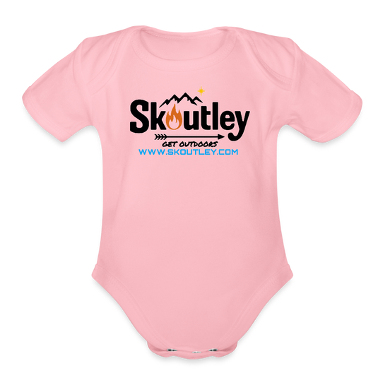 Organic Short Sleeve Baby Bodysuit - light pink