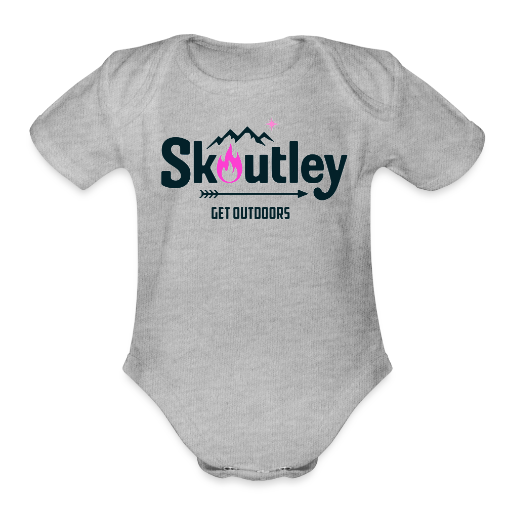 Organic Short Sleeve Baby Bodysuit - heather grey
