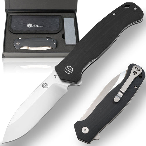 The Wild Trail Folding Pocket Knife Giftset for Men and Women (Silver and Black)
