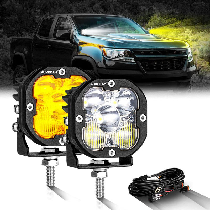 Load image into Gallery viewer, 3 Inch 80W 9600LM LED Pods Lights White&amp;Amber for CHEVROLET

