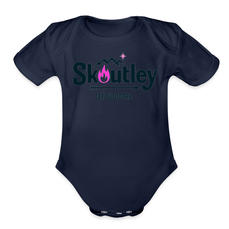 Load image into Gallery viewer, Organic Short Sleeve Baby Bodysuit - dark navy
