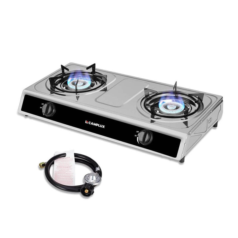 Load image into Gallery viewer, Camplux 2 Burners 19,600 BTU Outdoor Gas Stove with Auto Ignition
