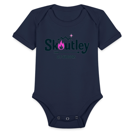 Organic Short Sleeve Baby Bodysuit - dark navy