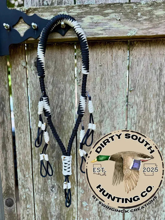 Black & White Paracord Duck Call Lanyard – 4 Drop Removable Loops | Waterfowl Hunting Gear
