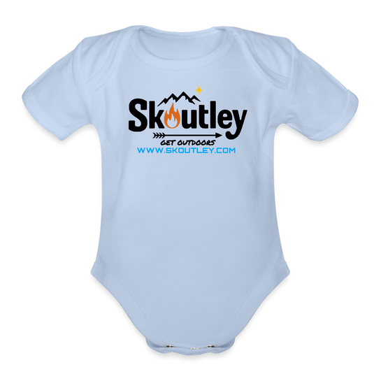 Organic Short Sleeve Baby Bodysuit - sky