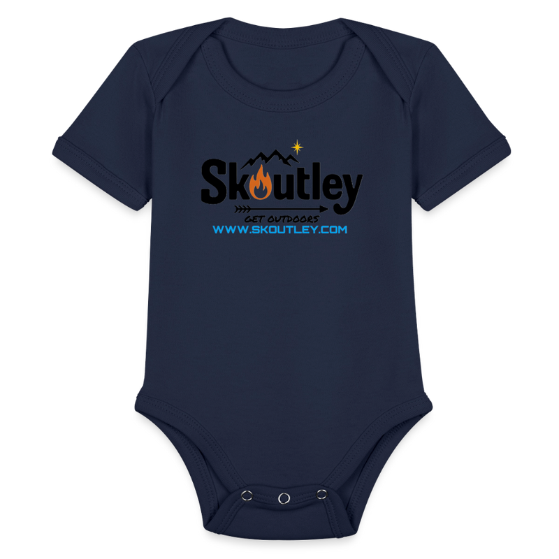 Load image into Gallery viewer, Organic Short Sleeve Baby Bodysuit - dark navy
