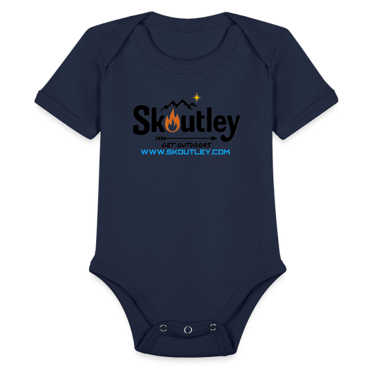 Organic Short Sleeve Baby Bodysuit - dark navy