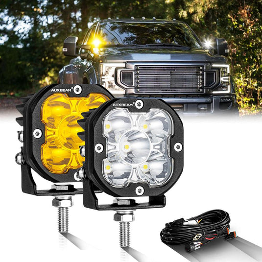 3 Inch 80W 9600LM LED Pods Lights White&Amber for FORD