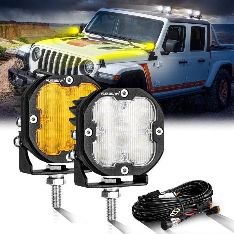 Load image into Gallery viewer, 3 Inch 80W 9600LM LED Pods Lights White&amp;Amber for JEEP

