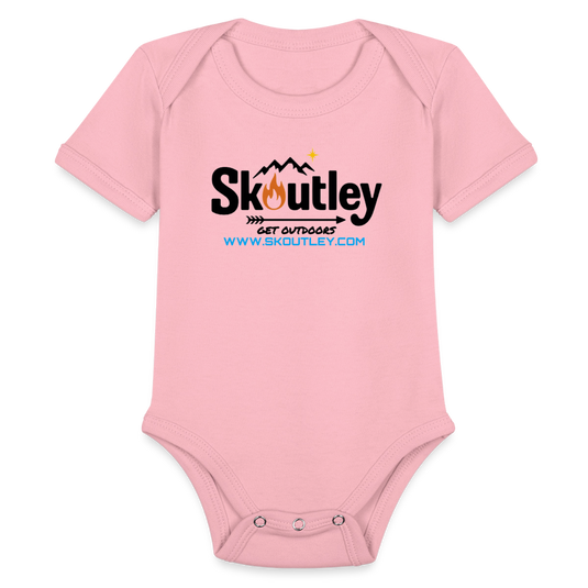 Organic Short Sleeve Baby Bodysuit - light pink