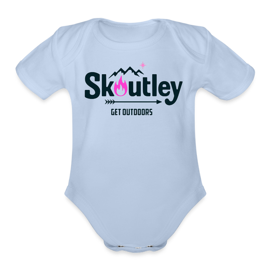 Organic Short Sleeve Baby Bodysuit - sky