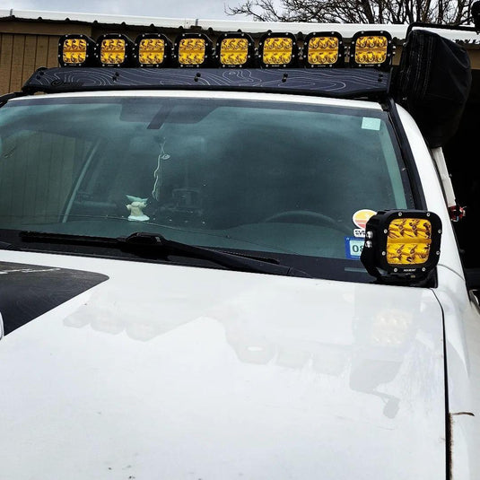 6/8Pcs 5 Inch 132W Amber DRL LED Pod Lights with Power Harness