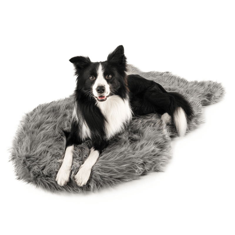 Load image into Gallery viewer, PupRug by Paw.com® Faux Fur Orthopedic Dog Bed - Curve Charcoal Grey
