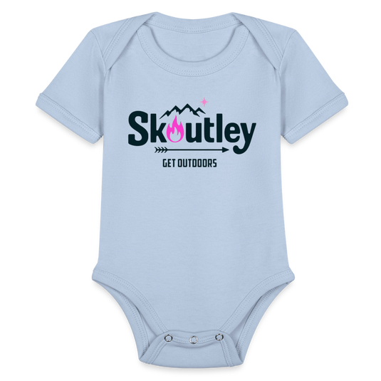 Organic Short Sleeve Baby Bodysuit - sky