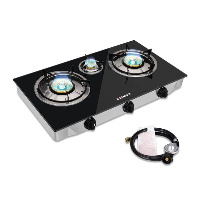Load image into Gallery viewer, 21,600BTU 3 Burners Tempered Glass Portable Stoves for Camping
