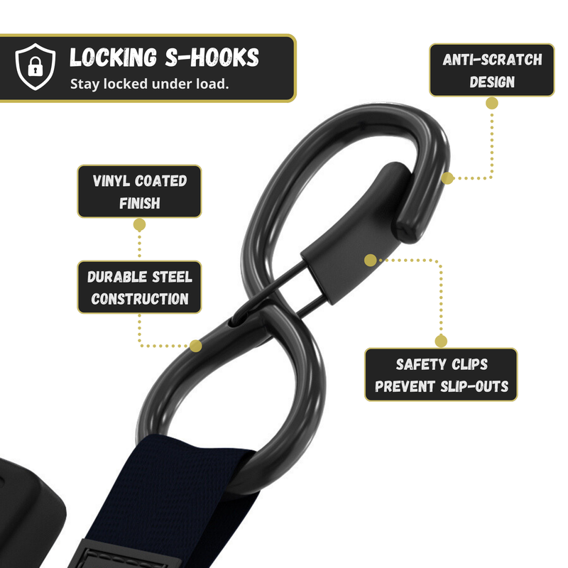 Load image into Gallery viewer, Retractable Ratchet Straps - 1" x 15 ft (1,760 lbs Break Strength) | Auto Self Retracting Cargo Tie Down Strap Set
