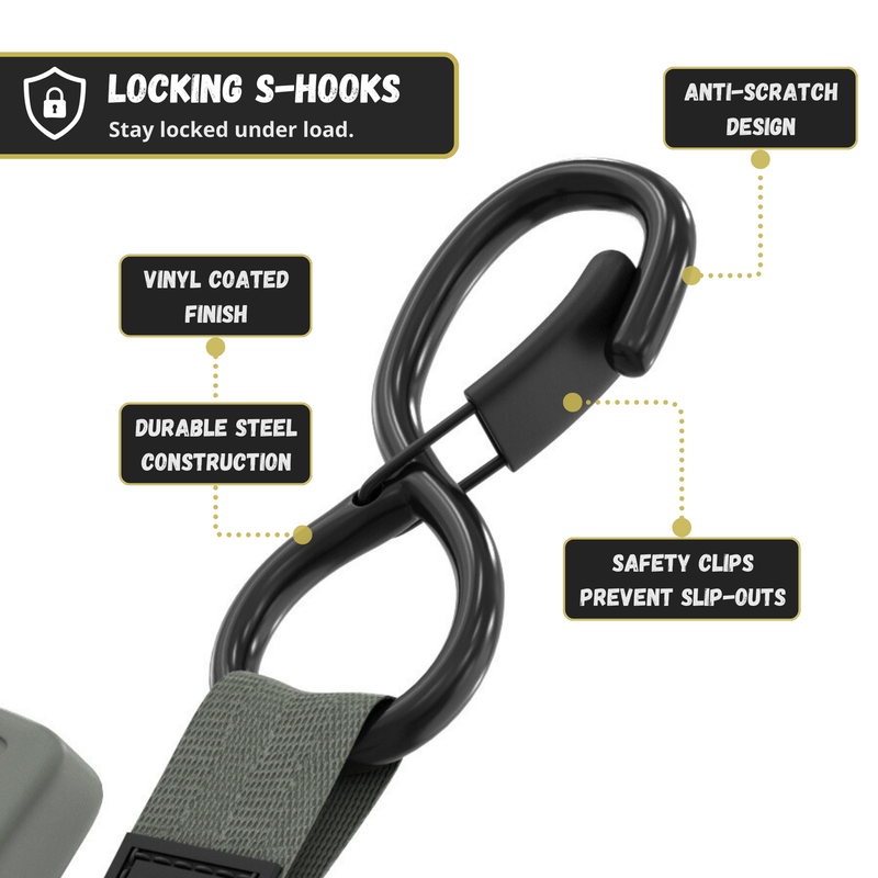 Load image into Gallery viewer, Retractable Ratchet Straps - 1" x 15 ft (1,760 lbs Break Strength) | Auto Self Retracting Cargo Tie Down Strap Set
