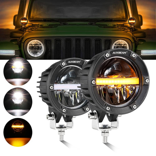 C4 Series | 4 Inch 110W 11000LM LED Pods Offroad LED Driving Lights with Amber DRL