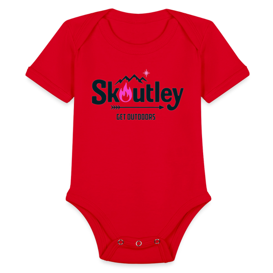 Organic Short Sleeve Baby Bodysuit - red