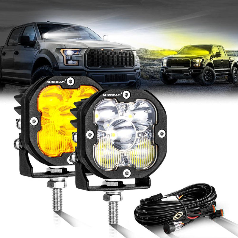 Load image into Gallery viewer, 3 Inch 80W 9600LM LED Pods Lights White&amp;Amber for FORD
