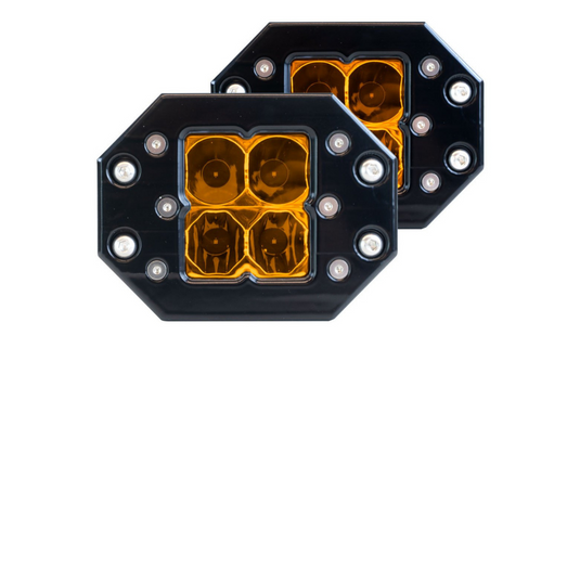 Quattro Flush Mount Amber LED Pod Light- Pair Pack