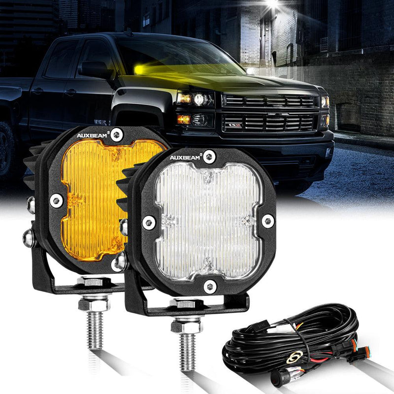 Load image into Gallery viewer, 3 Inch 80W 9600LM LED Pods Lights White&amp;Amber for CHEVROLET
