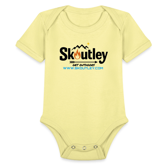 Organic Short Sleeve Baby Bodysuit - washed yellow