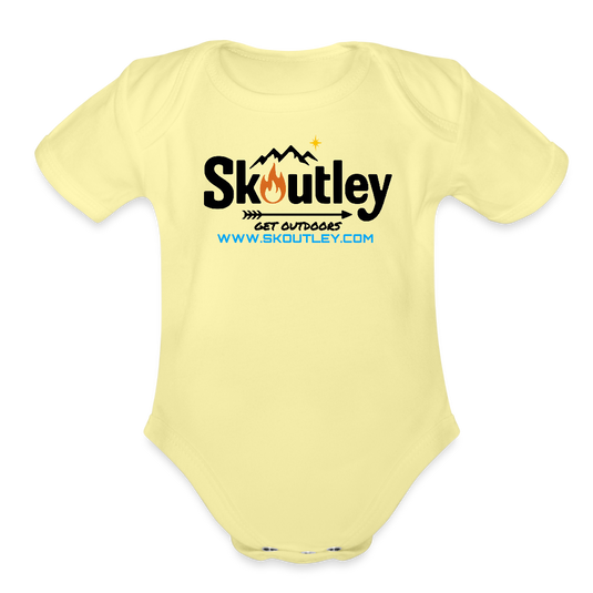 Organic Short Sleeve Baby Bodysuit - washed yellow