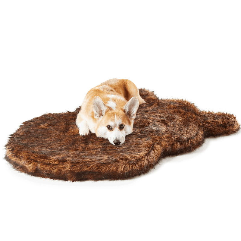Load image into Gallery viewer, PupRug by Paw.com® Faux Fur Orthopedic Dog Bed - Curve Brown
