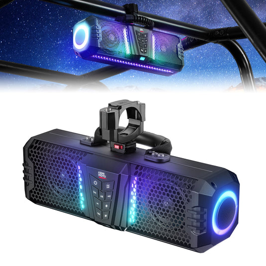 KEMIMOTO Midnight 40B 16'' 2-Speaker Louder RGB UTV Sound Bar (Built-in Battery)