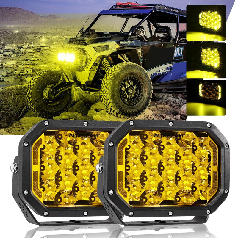 Load image into Gallery viewer, 7x5 Inch Rectangle LED Pods Amber Spot Driving Lights with DRL FOR ATV UTV SIDE BY SIDE 4X4

