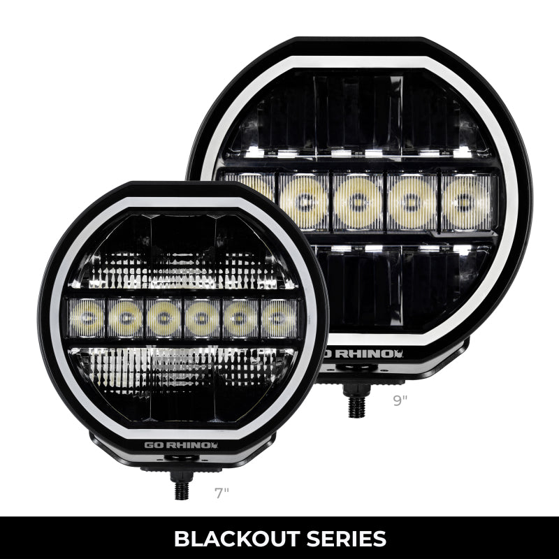 Load image into Gallery viewer, Go Rhino Xplor Blackout Series Maxline LED Hi/Low Beam w/Multi DRL (Surface Mount) 7in. - Blk
