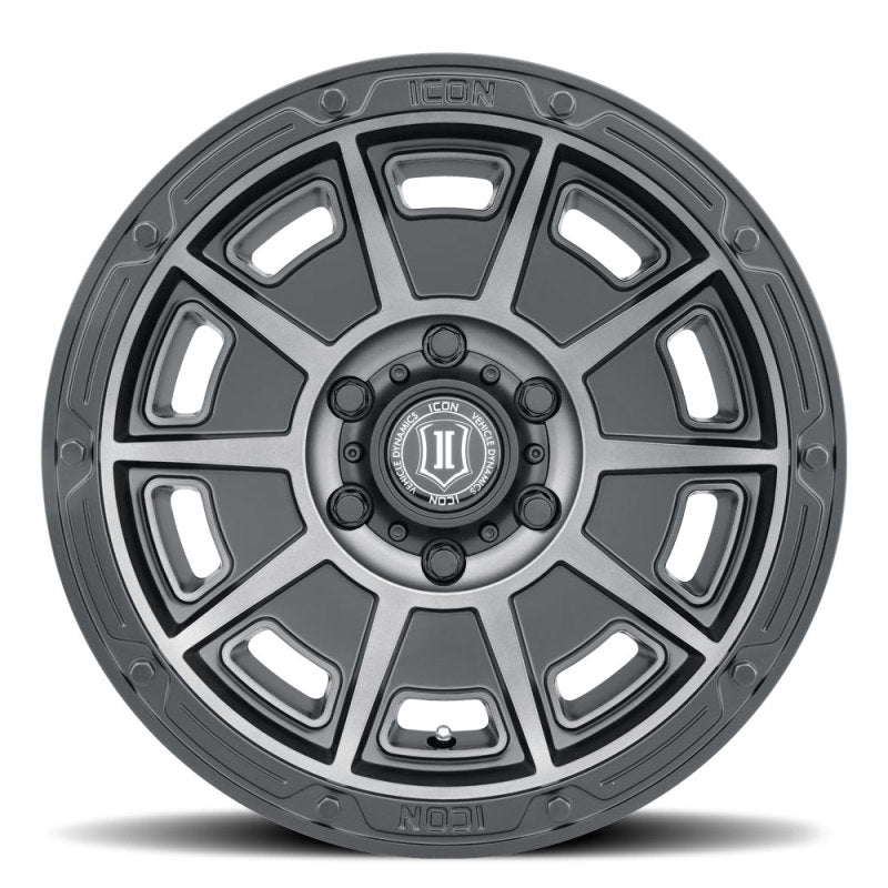 Load image into Gallery viewer, ICON Victory 17x8.5 6x135 6mm Offset 5in BS Smoked Satin Black Tint Wheel
