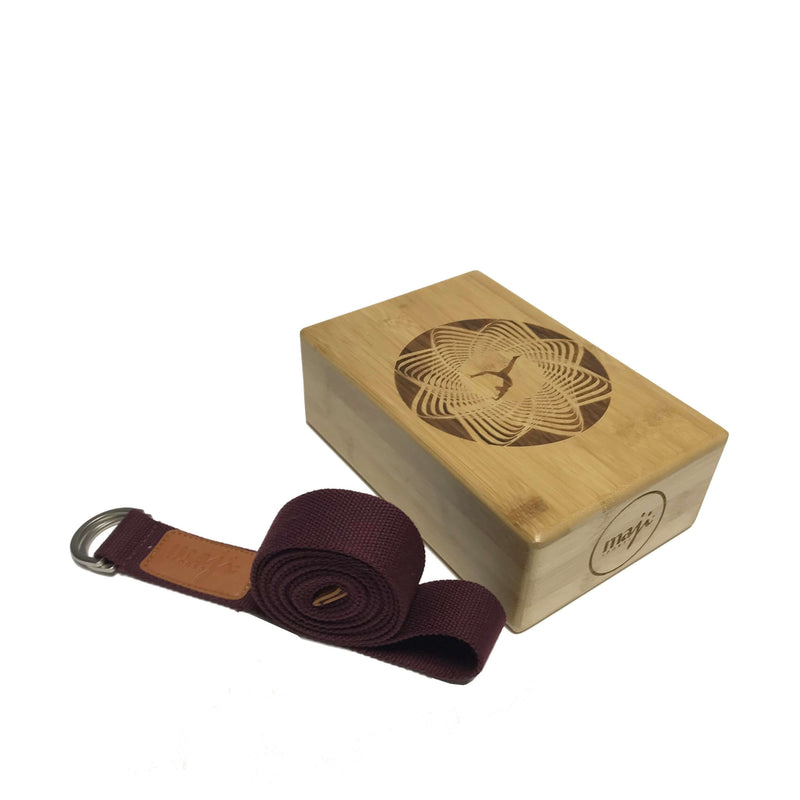 Load image into Gallery viewer, Laser Engraved Bamboo Yoga Block &amp; Strap Combo - Circle Design
