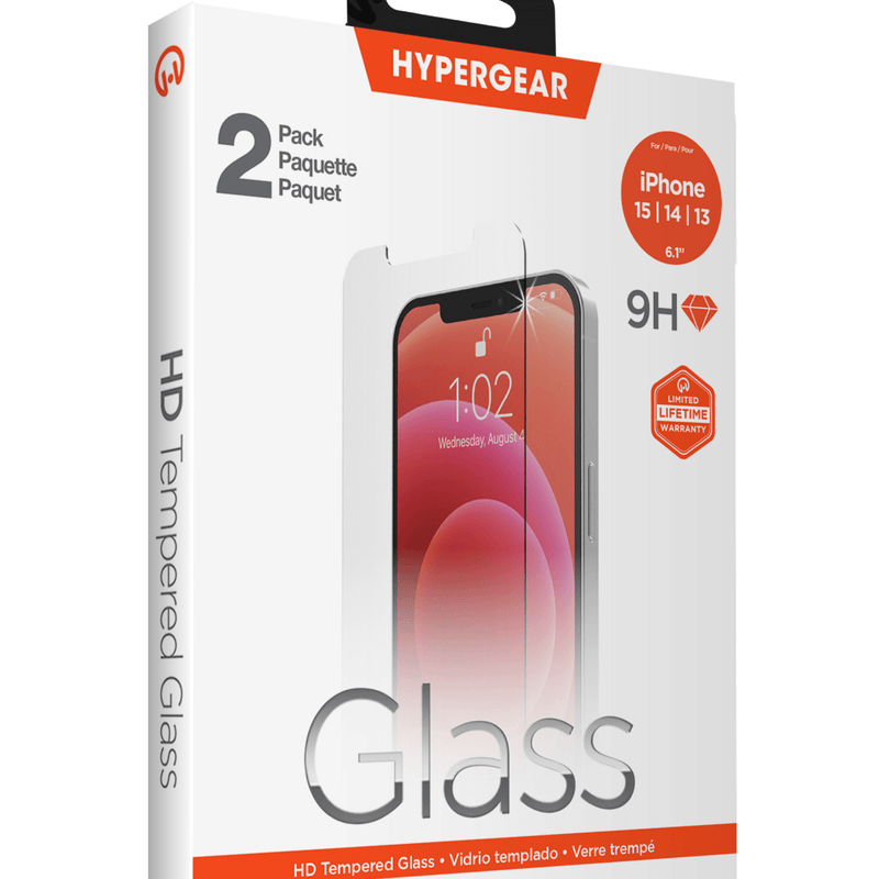 Load image into Gallery viewer, HyperGear 2-Pack HD Tempered Glass for iPhone 15
