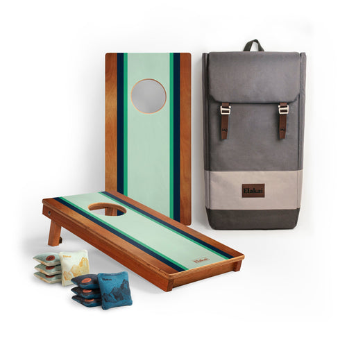 1ft x 2ft Graphic Wood Travel Cornhole Set | Classic Beach Stripes Collection